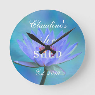 She Shed Shades of Blue Water Lily Clock