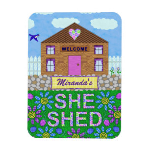 She Shed Woman Cave Garden Hut Personalised Name Magnet