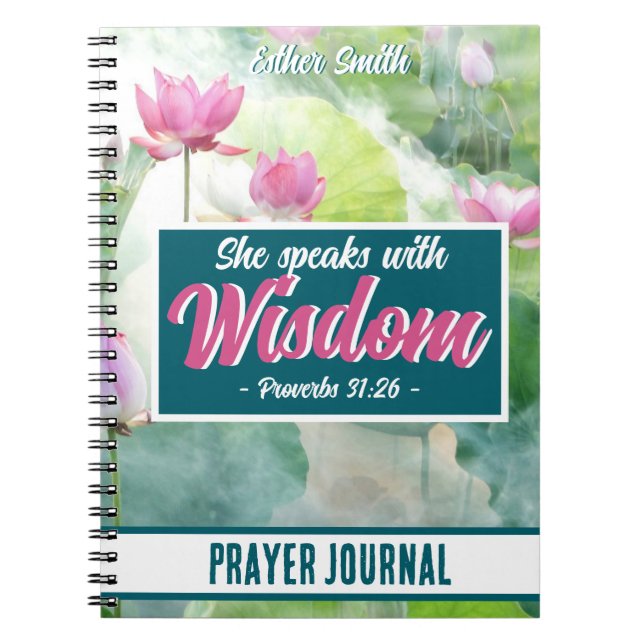 She Speaks with Wisdom Verse Floral Custom Journal (Front)