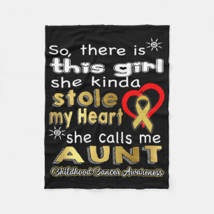 She Stole My Heart - Aunt - Childhood Cancer Aware Fleece Blanket