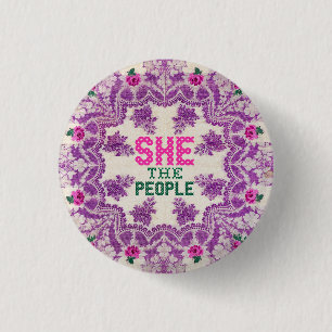She The People Cross Stitch 3 Cm Round Badge