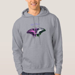 She/They Non-Binary Flag Swallowtail Butterfly Hoodie