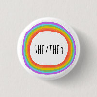 SHE/THEY Pronouns Colourful Rainbow Circle