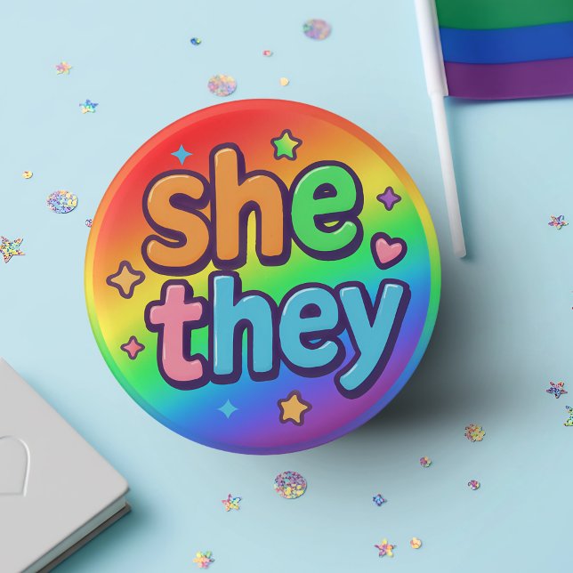 She/They Pronouns Inclusive LGBTQ+ Pride Accessory 3 Cm Round Badge (Creator Uploaded)