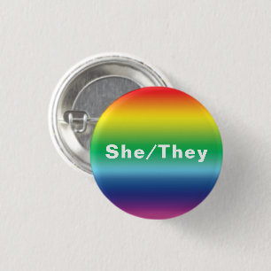 She, They Pronouns Lgbtq Lgbt Pride Rainbow Colour 3 Cm Round Badge