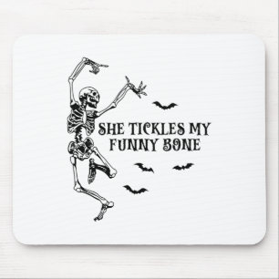 She Tickles My Funny Bone Spooky Halloween Couples Mouse Pad