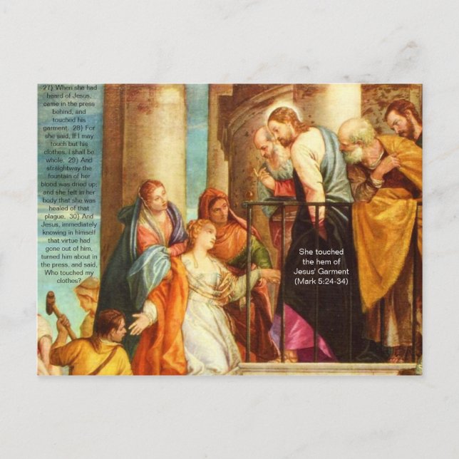 She touched the hem of Jesus' Garment Postcard (Front)