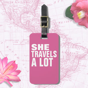 She Travels a Lot, Pink Luggage Tag