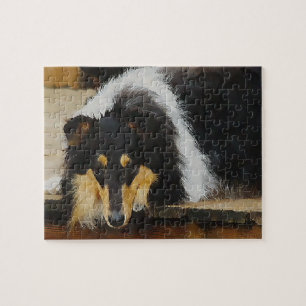 She Waits Tri Colour Collie Jigsaw Puzzle