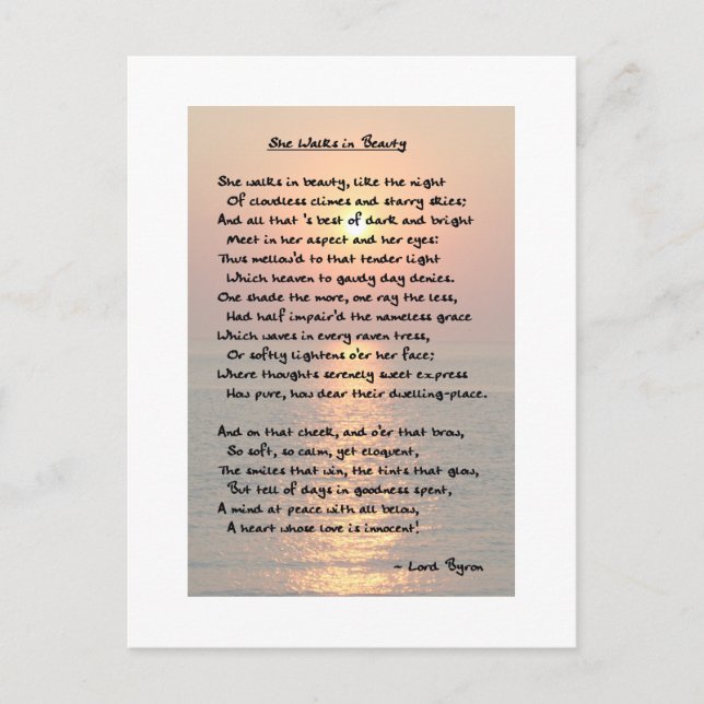 She Walks In Beauty/Cape May Sunset Postcard (Front)