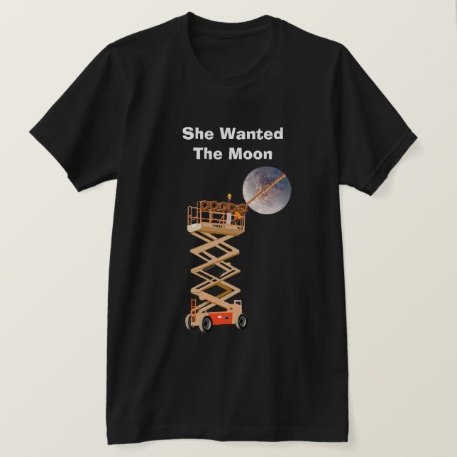 She Wanted the Moon Black T-Shirt (Design Front)