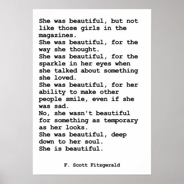 She Was Beautiful By F. Scott Fitzgerald 2 Poster (Front)