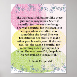 She was beautiful === F.Scott Fitzgerald  quote Poster
