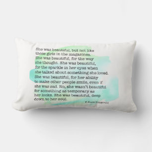 She Was Beautiful Inspirational Quote Lumbar Cushion