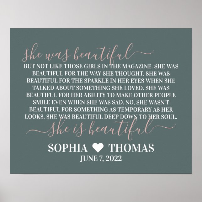 She was beautiful personalised gift for girl poster (Front)
