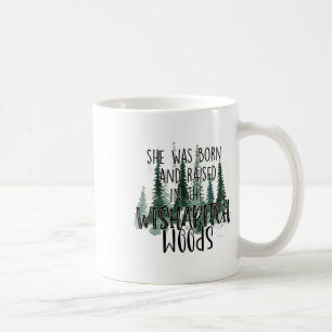 She Was Born And Raised In Wisha Woods Camper Coffee Mug