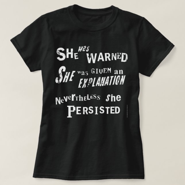 She Was Warned Feminist Dark T-Shirt (Design Front)