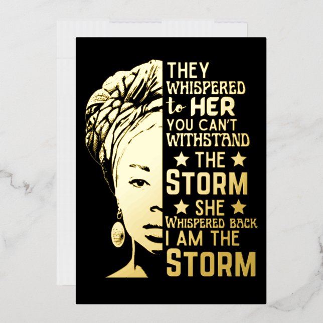 She Whispered Back I Am The Storm Strong Woman Foil Holiday Card (Envelope)