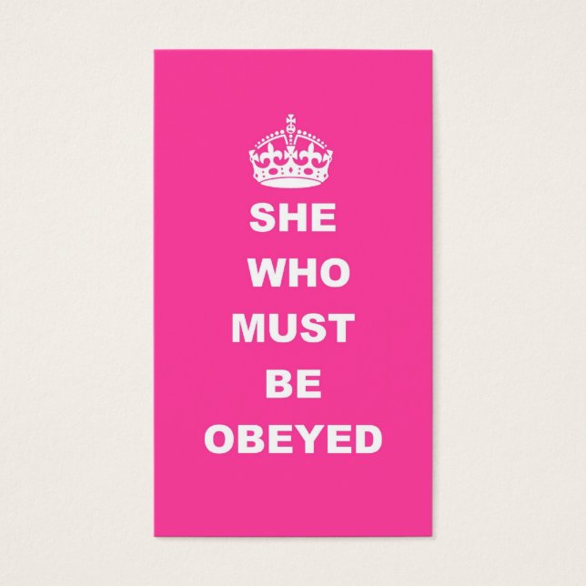 She who must be obeyed (Front)