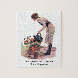 She Who Plants A Garden Plants Happiness Jigsaw Puzzle