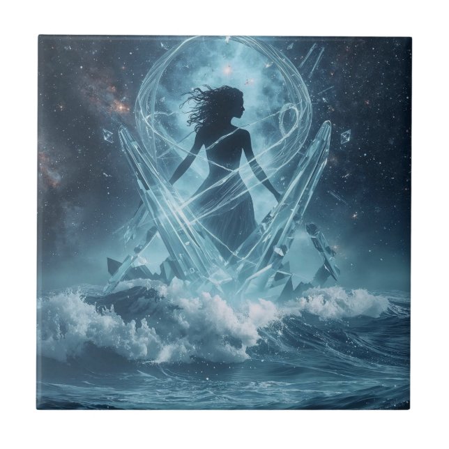 She Who Rises from the Crystal Sea Ceramic Tile (Front)
