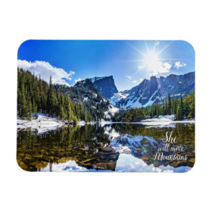She Will Move Mountains Inspirational Photo Quote Magnet
