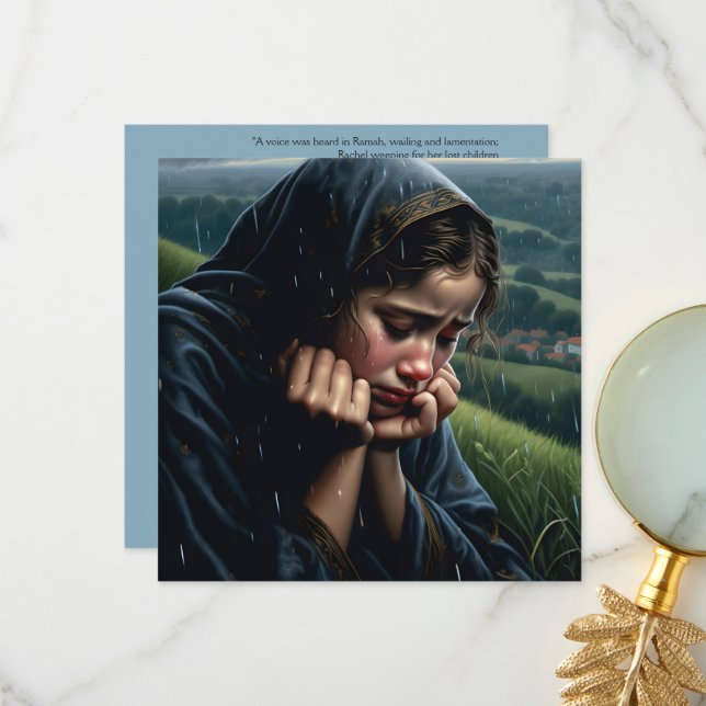 "She Will Not Be Comforted" Sympathy Card (Front/Back In Situ)