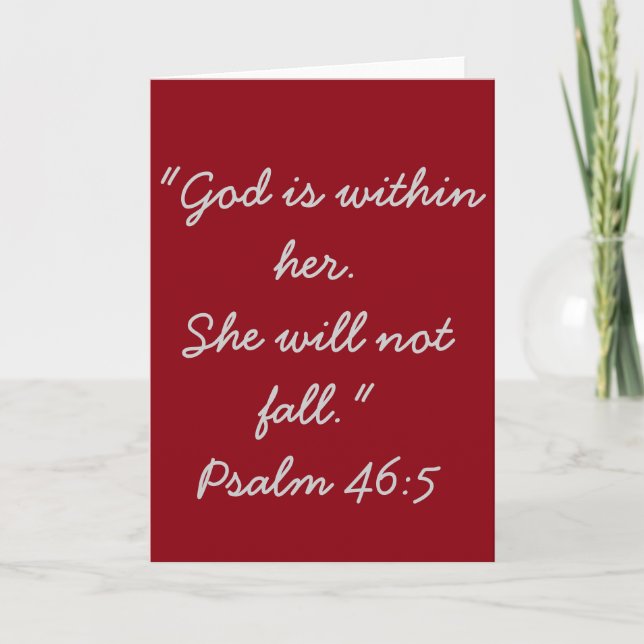 "She will not Fall" Scripture Greeting Card (Front)