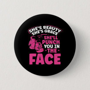 She Will Punch You In The Face Mma Kickboxing Kick 6 Cm Round Badge