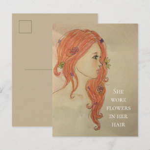She Wore Flowers In Her Hair Postcard