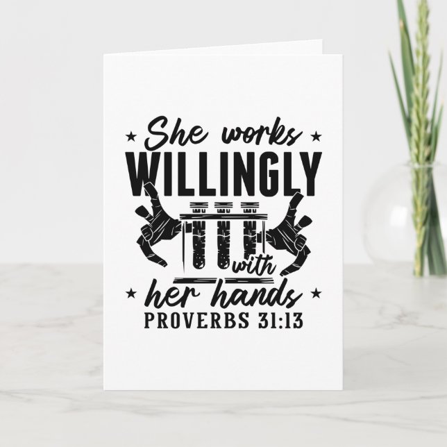 She Works Willingly Lab Tech Laboratory Technician Card (Front)