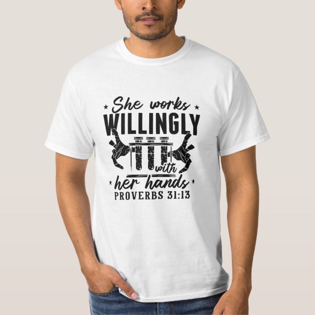 She Works Willingly Lab Tech Laboratory Technician T-Shirt (Front)