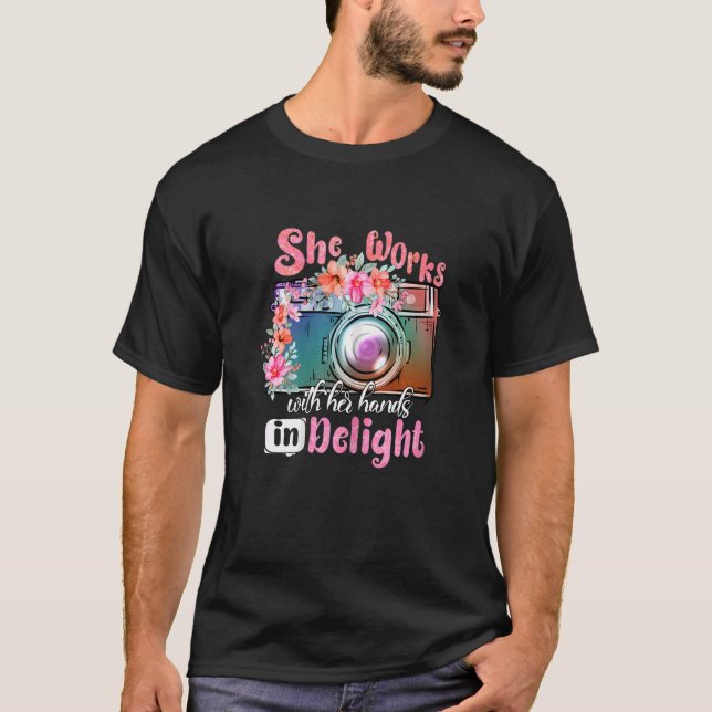 She Works With Her Hands In Delight Mum Photograph T-Shirt (Front)