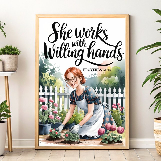 She Works with Willing Hands Christian Wall Art (Creator Uploaded)