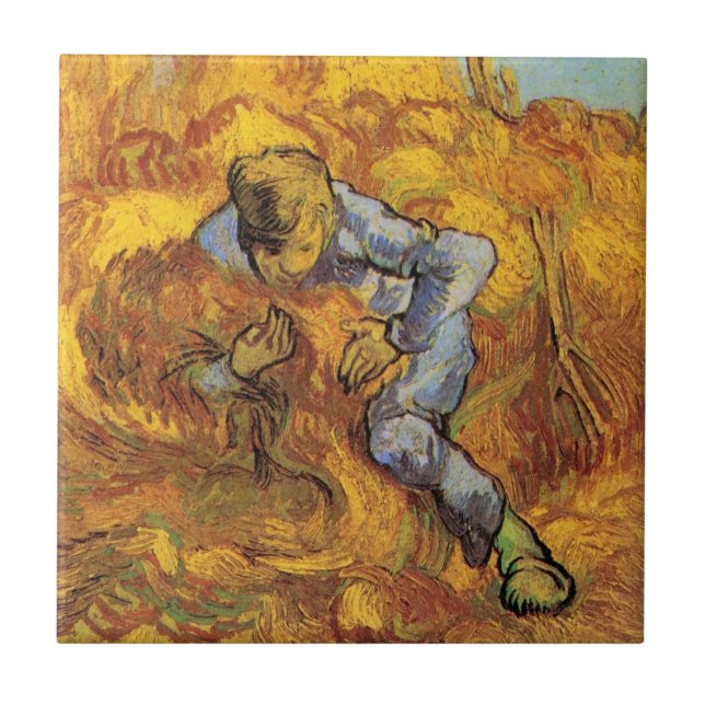 Sheaf Binder (after Millet) by Vincent van Gogh Ceramic Tile (Front)