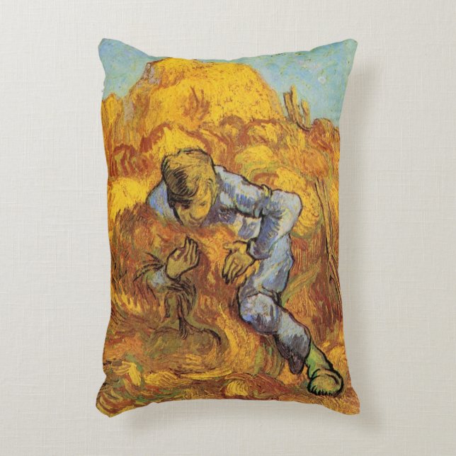 Sheaf Binder (after Millet) by Vincent van Gogh Decorative Cushion (Front(Vertical))