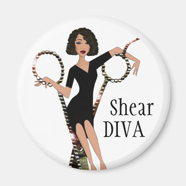 "Shear DIVA" African American Diva Magnet (Front)