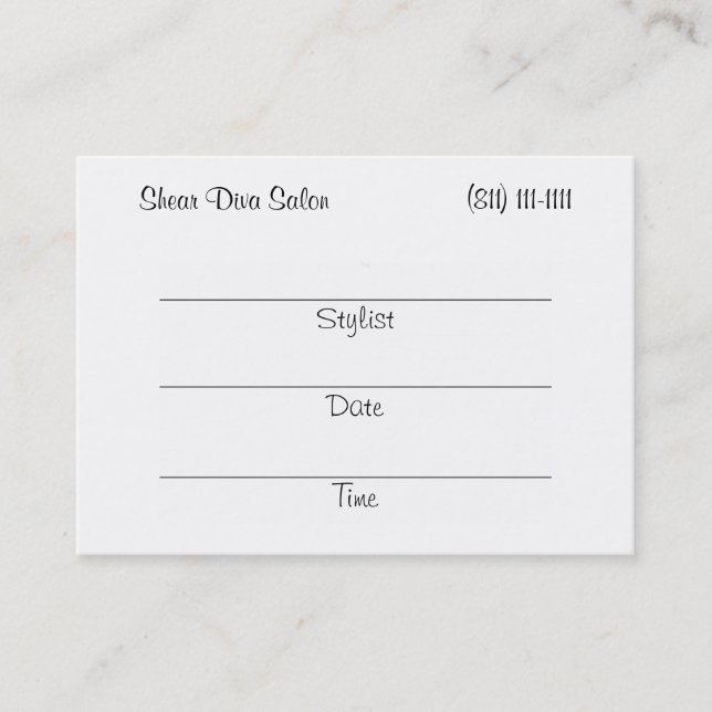 Shear Diva (red head) Appt. Cards/Chubby Appointment Card (Front)