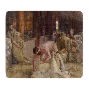 Shearing the Rams (Australian Art) (Tom Roberts) Cutting Board