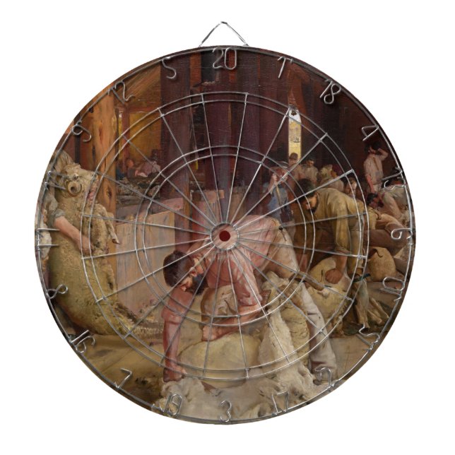 Shearing the Rams (Australian Art) (Tom Roberts) Dartboard (Front)