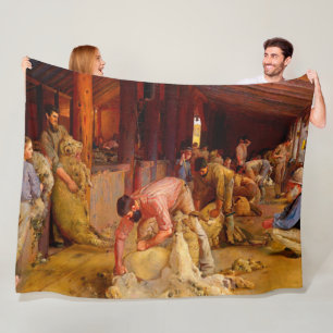 Shearing the Rams Tom Roberts 1890 Australian Art Fleece Blanket