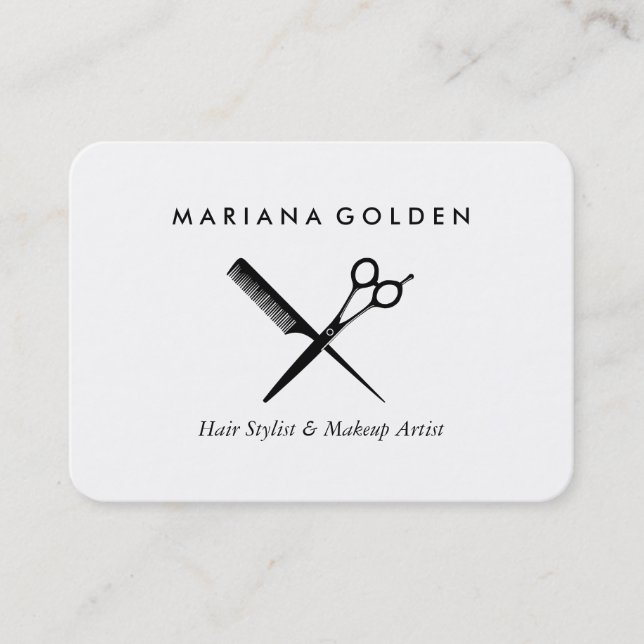 Shears and Comb Stylist & Makeup Artist Business Card (Front)