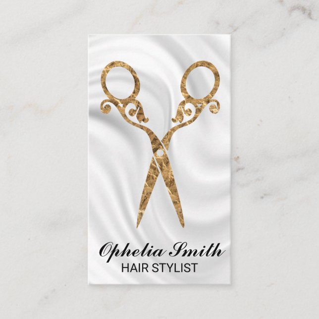 Shears | Ornate / Gold | Silk Drapery Fabric Business Card (Front)