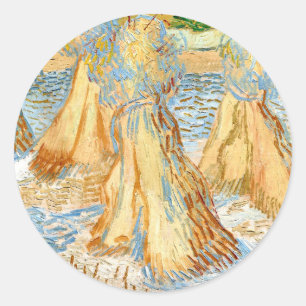 Sheaves of Wheat (1890) Vincent Van Gogh scrapbook Classic Round Sticker