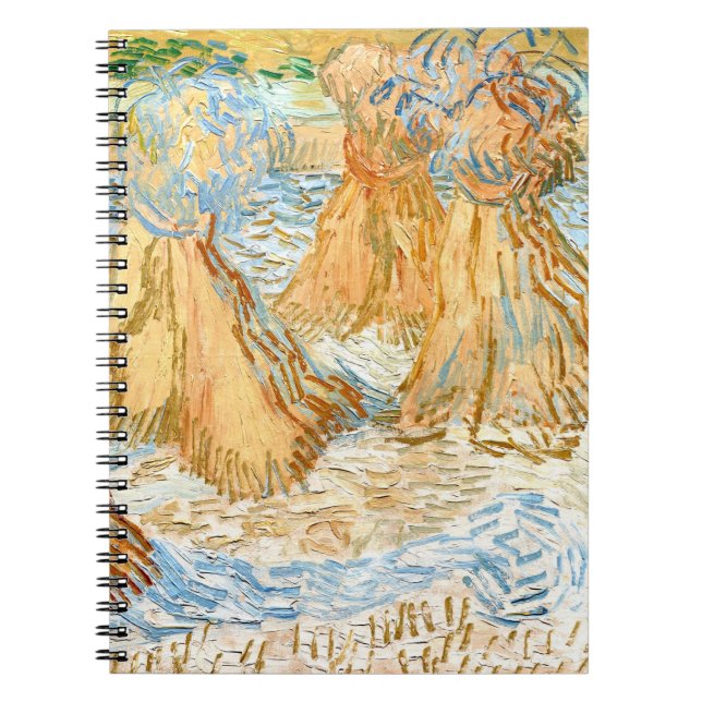 Sheaves of Wheat (1890) Vincent Van Gogh spiral Notebook (Front)