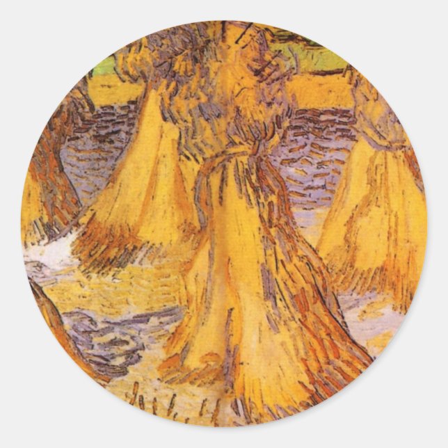 Sheaves of Wheat by Vincent van Gogh Classic Round Sticker (Front)
