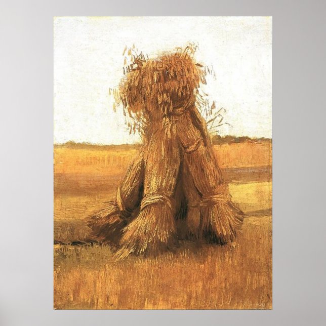 Sheaves of Wheat in a Field, van Gogh Poster (Front)