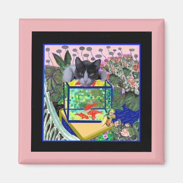 Sheba's Goldfish, Cat, Art Parody, Magnet (Front)