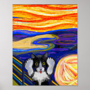 Sheba's Scream, Parody The Scream, Cat Art Poster