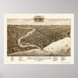 Sheboygan, WI Panoramic Map - 1885 Poster